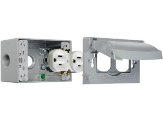 Weatherproof 1 Gang Duplex Outlet Kit, Nickel