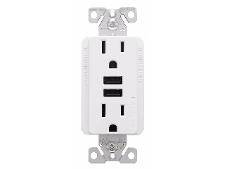 Combination USB / Duplex Receptacle 15 Amp, White