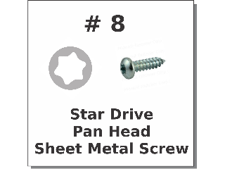 #8 Pan Head Star Drive Sheet Metal Screws Zinc Plated