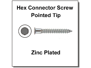 M7 Hex Connector Screw, Pointed Tip (Sizes)