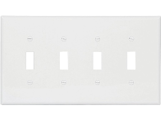 White Switch Plate, 4 Gang