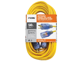 Contractor Tough Heavy Duty Yellow Twist-to-Lock 12/3 Extension Cord (Sizes)