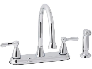 Double Handle Traditional Style Kitchen Faucet With Matching Side Spray