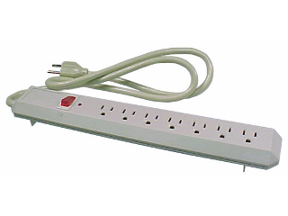 Plastic 7 Outlet Surge Protector Strip With Breaker