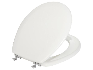 Round Closed Front Toilet Seat with Chrome Hinges