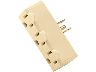 Grounded 3 Outlet Adapter, Ivory