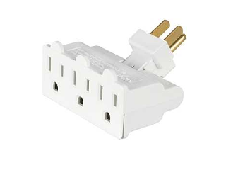 Swivel Grounded 3 Outlet Adapter, White