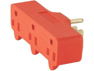 Grounded 3 Outlet Adapter, Orange