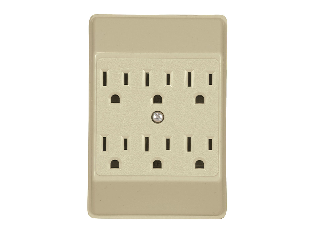 Grounded 6 Outlet Adapter, Ivory