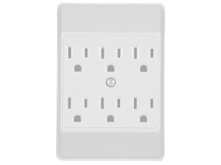 Grounded 6 Outlet Adapter, White