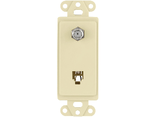 Decorator Telephone Co-Axial Jack, Ivory