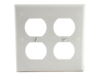 White Duplex Receptacle Plate, 2 Gang