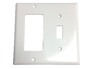 White Decorator Wall Plate, 2 Gang Combination