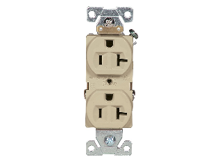 Commercial Back Wire Duplex Receptacle, 20 Amp  Ivory