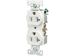 Commercial Back Wire Duplex Receptacle, 20 Amp  White