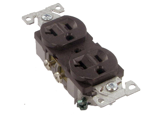 Commercial Side Wire Duplex Receptacle, 20 Amp  Brown