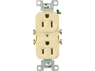 Commercial Side Wire Duplex Receptacle, 15 Amp  Ivory