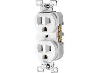 Commercial Side Wire Duplex Receptacle, 15 Amp  White