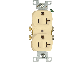 Commercial Side Wire Duplex Receptacle, 20 Amp  Ivory