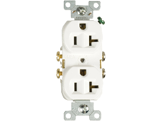 Commercial Side Wire Duplex Receptacle, 20 Amp  White