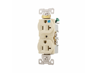 Weather Resistant 20 Amp Duplex Receptacle, Ivory