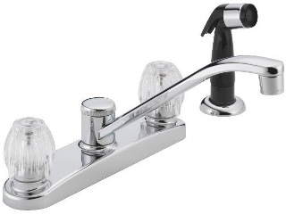 Double Handle Kitchen Faucet with Black Side Sprayer