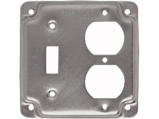 Square Raised Combination Switch & Duplex Cover Plate, 4 In