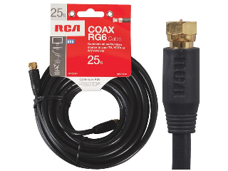 Black RG6 Co-Axial Cable, 25 Ft