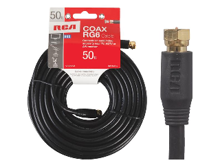 Black RG6 Co-Axial Cable, 50 Ft