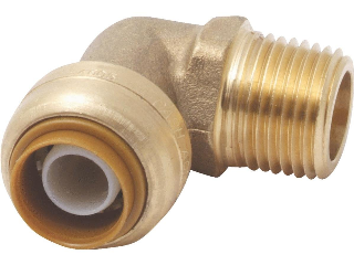 Push-to-Connect Brass 90 Degree Male Elbow, 1/2 In x 1/2 In