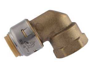 Push-to-Connect Brass 90 Degree Female Elbow, 1/2 In x 3/4 In