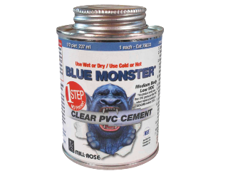 Blue Monster Clear PVC Cement, 4 OZ