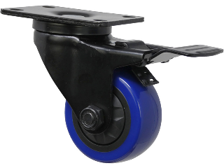 Swivel TPU Caster 3 In with Total Lock Brake, 225 Lb Blue Diamond