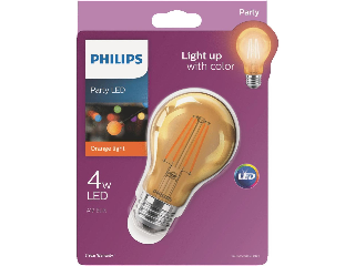 LED Orange A19 Party Light Bulb, 8 Watt