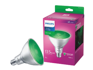 LED Green Floodlight PAR38 Light Bulb, 13.5 W