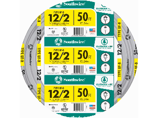 Southwire 12 AWG 2-Conductor UFW/G Wire,  50 Ft.