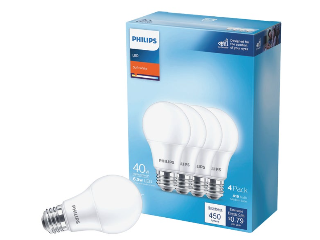 LED 40W Soft White A19 Light Bulb, 4 Pk