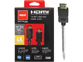 RCA White 1080P Digital Plus HDMI Cable,12 Ft