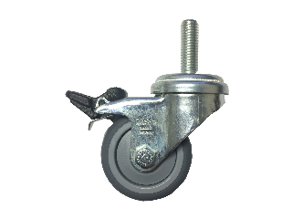 Thermoplastic 3 In x 10 mm Threaded Stem Swivel Caster w/Brake