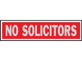 Sign 2 x 8 Aluminum Stick-On: No Solicitors