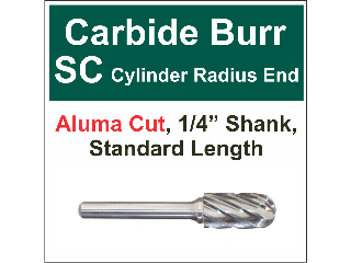 Aluminum Cut Cylindrical Radius End Carbide Bur (Sizes)