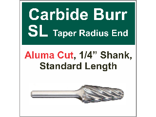 Aluminum Cut Taper Radius End Carbide Bur (Sizes)