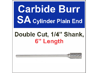 Cylinder End Carbide Burrs, 6 In (Sizes)