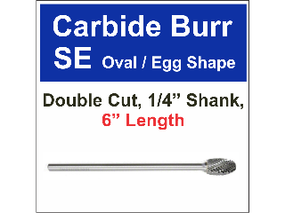 Oval Shape Carbide Burrs, 6 In