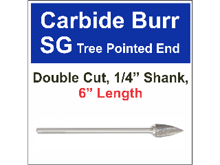 Pointed Tree Shape Carbide Burrs, 6 In (Sizes)