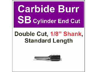 Cylinder Shape with End Cut Carbide Burr, 1/16 In