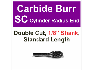 Cylinder Shape Radius End Double Cut Carbide Burrs (Sizes)