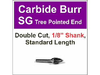 Pointed Tree Shape Double Cut Carbide Burr, 1/8 In