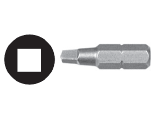 Square Recess Tip Insert Bit 1/4 In Shank (Sizes)