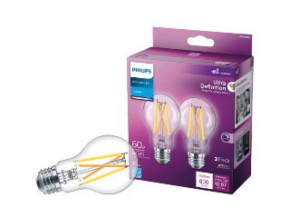 LED Dimmable A19 Warm White Light Bulb 60 W, 2 Pk